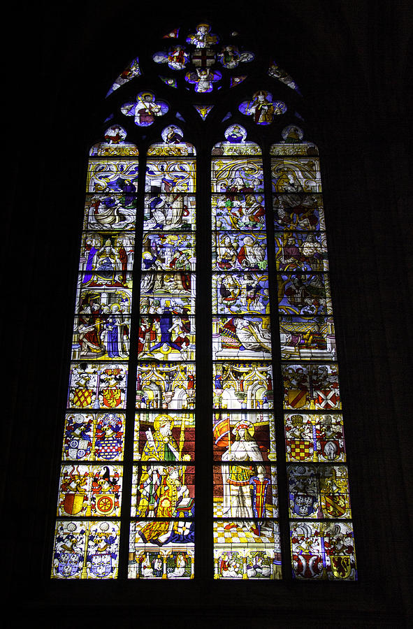 Landmark Photograph - Cologne Cathedral Stained Glass Window of St Peter and Tree of Jesse by Teresa Mucha