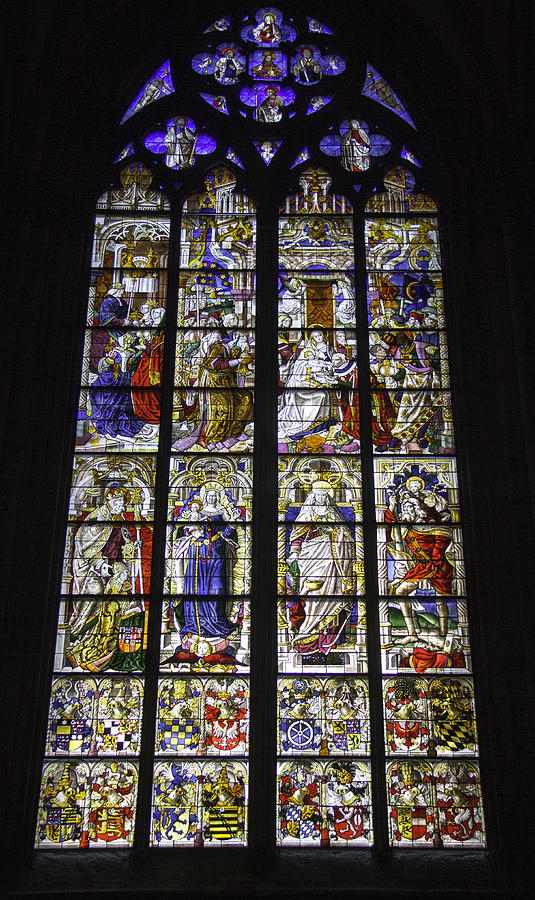Landmark Photograph - Cologne Cathedral Stained Glass Window of the Three Holy Kings by Teresa Mucha
