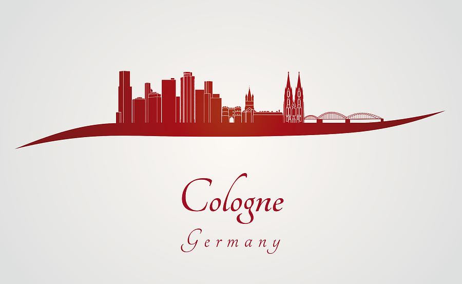 Cologne skyline in red Digital Art by Pablo Romero