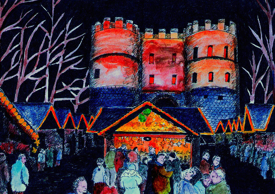 Christmas Painting - cologne Xmas Market by Petra Stephens