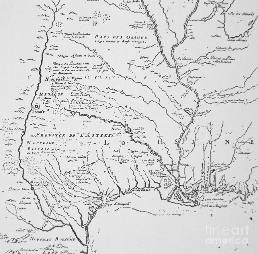 Colonial America Map of Louisiana New France Drawing by French School ...