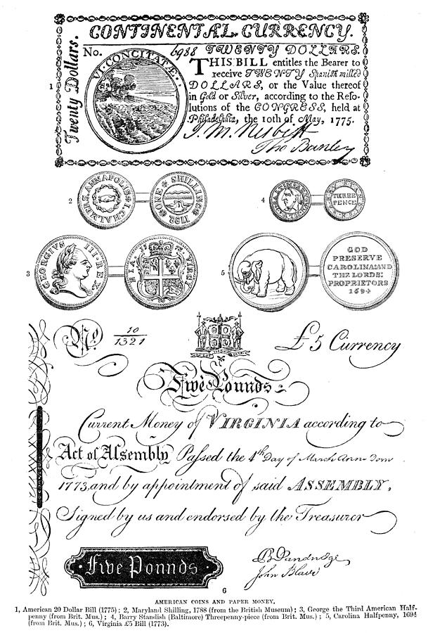 Colonial American Currency Photograph by Granger