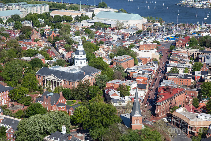 City Photograph - Colonial Annapolis Historic District and Maryland State House by Bill Cobb