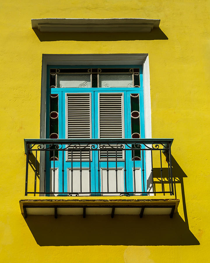Colonial Balcony on Yellow Wall Photograph by Levin Rodriguez