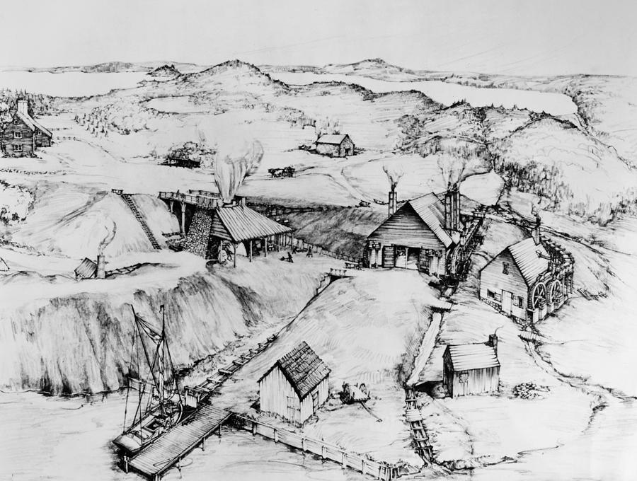 Colonial Iron Works Drawing by Granger