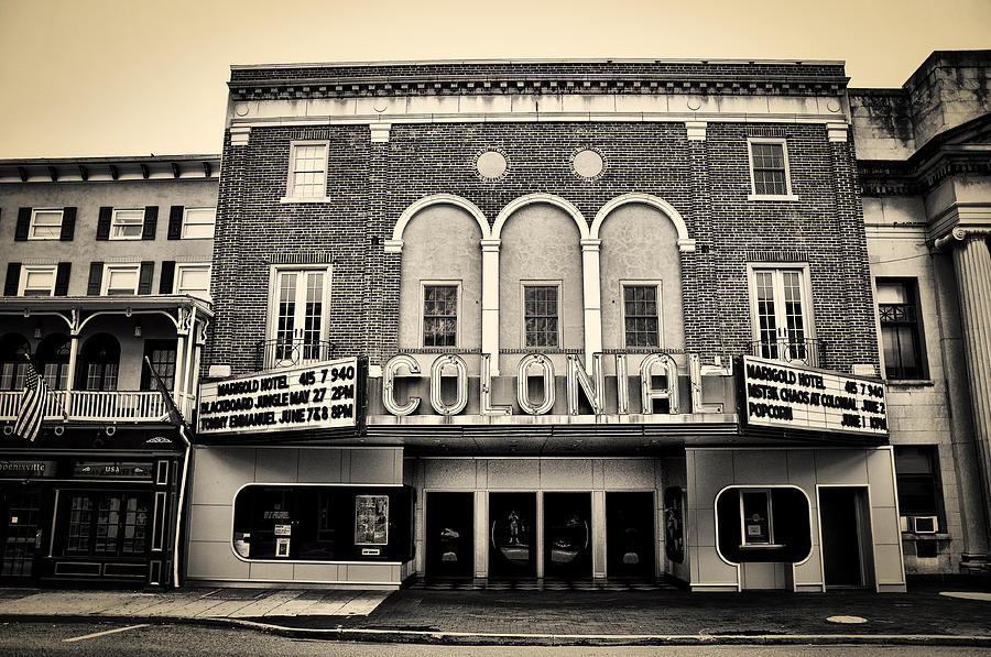 Movie Photograph - Colonial Theater in Phoenixville in Sepia by Bill Cannon