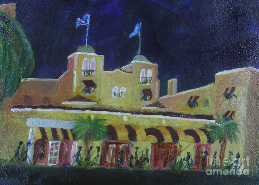 Colony Hotel at Night. Delray Beach Painting by Donna Walsh