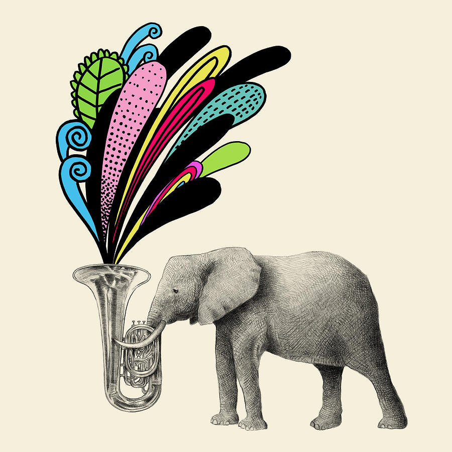 Elephant Drawing - Color Burst by Eric Fan Elephant Drawing - Color Burst by Eric Fan