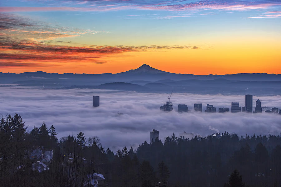 Sunrise Photograph - Color Fog Mountain by David Gn Sunrise Photograph - Color Fog Mountain by David Gn