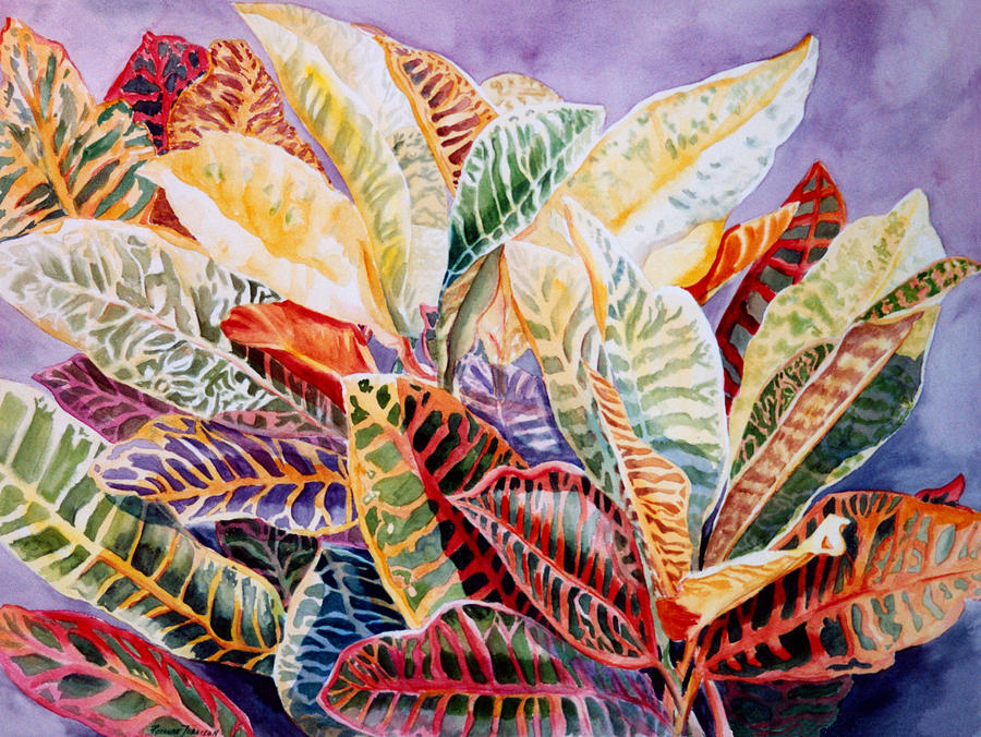 Color Patterns - Crotons Painting by Roxanne Tobaison