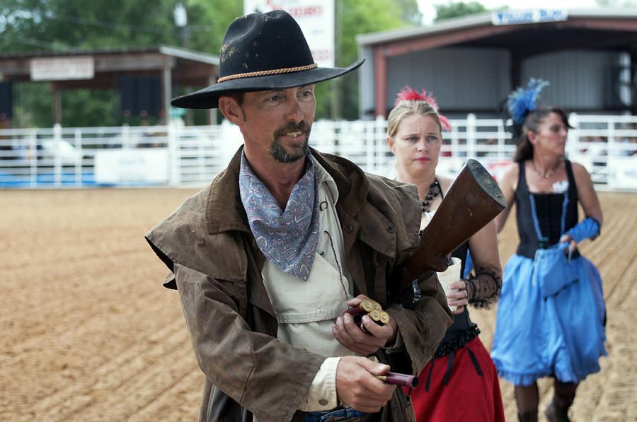 Color Rodeo Gunslinger with Saloon Girls Photograph by Sally ...