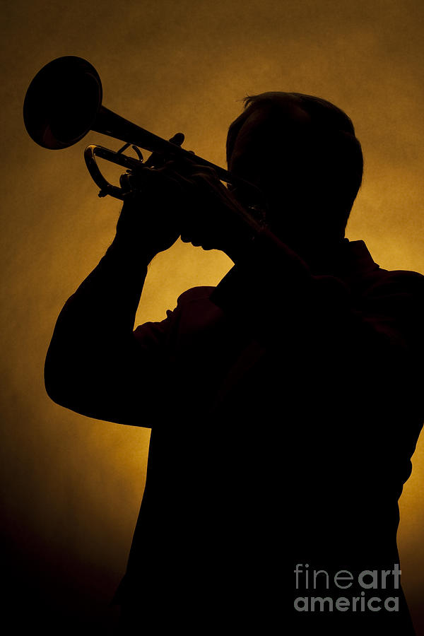 Color Silhouette of Trumpet Player 3019.02 Photograph by M K Miller