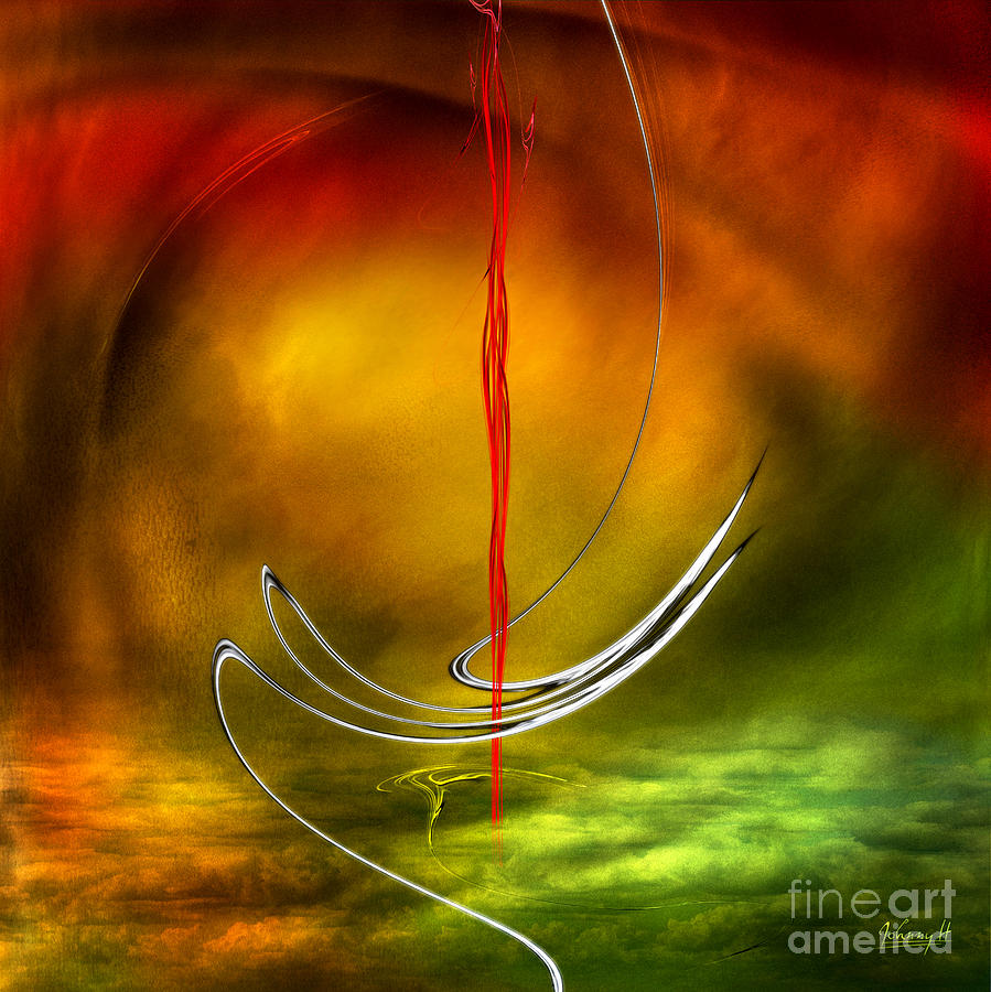 Abstract Digital Art - Color Symphony With Red Flow 6 by Johnny Hildingsson