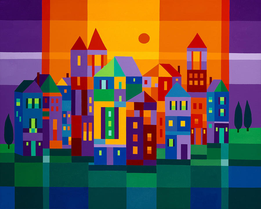 Abstract Painting - Color Town by Michael Jernegan