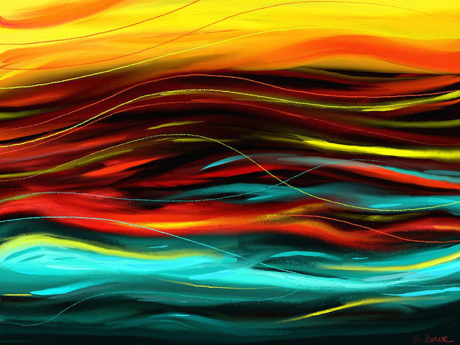 art tools in a colorful wave