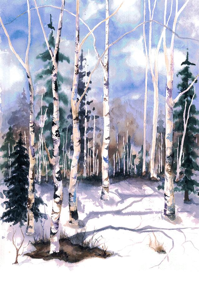 Colorado Aspens 2  Painting by Barbara Jewell