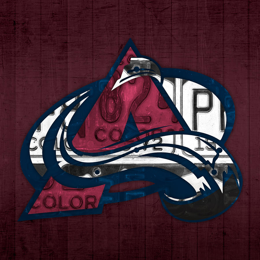Hockey Mixed Media - Colorado Avalanche Hockey Team Retro Logo Vintage Recycled Colorado License Plate Art by Design Turnpike