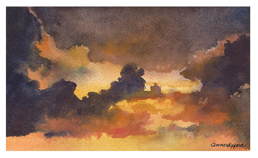 Colorado Clouds in Orange Sky Painting by Anne Gifford