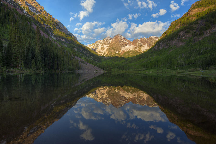 Colorado Images - Maroon Bells On A Still June Morning 1 Photograph