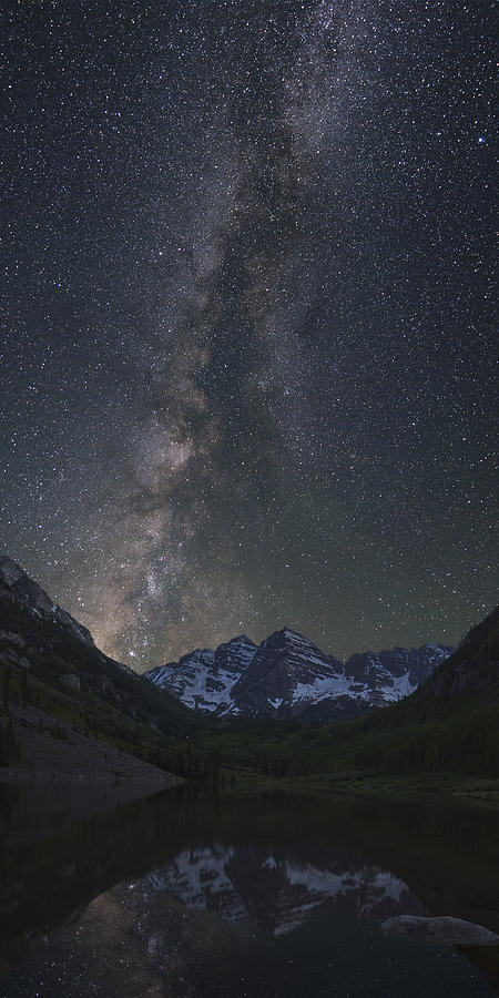 Mountain Photograph - Colorado Images - The Maroon Bells Under a Summer Milky Way by Rob Greebon