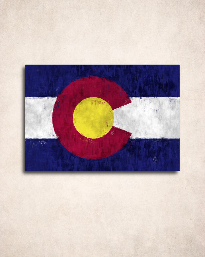 Colorado Map Digital Art - Colorado Map Art with Flag Design by World Art Prints And Designs