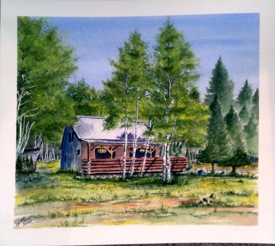 Colorado Mountain Cabin SOLD Painting by Richard Benson