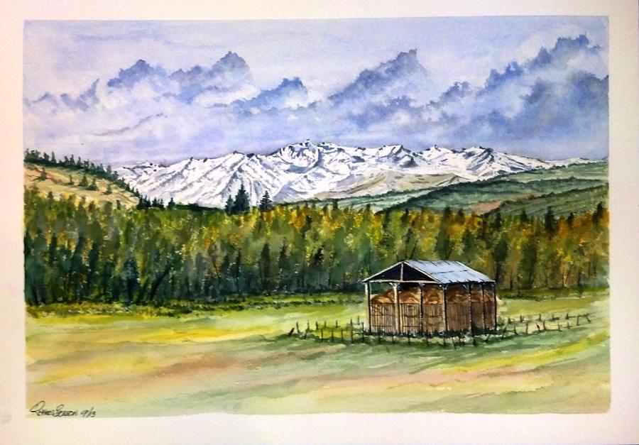 Colorado Mountain Hay Scene SOLD Painting by Richard Benson