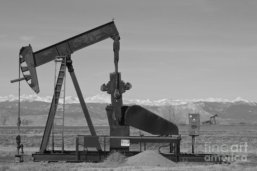 Landscape Photograph - Colorado Rocky Mountain Oil Wells BW by James BO Insogna