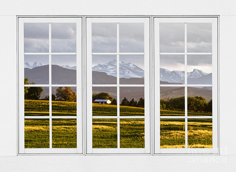 CO Rocky Mountain View Through A White 24 Pane Window  Photograph by James BO Insogna