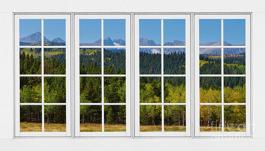 Colorado Rocky Mountains White Window Frame View ...