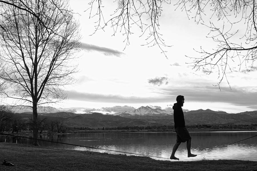 Colorado Slackasana A Walk In the Park In Black and White Photograph by James BO Insogna