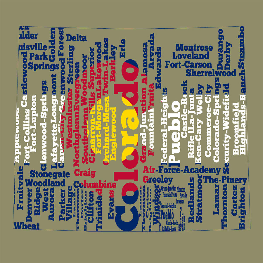 Colorado State Flag Word Cloud Digital Art by Brian Reaves