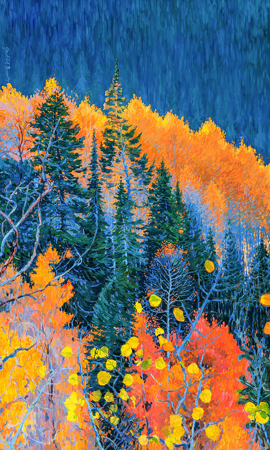 Colorado Trees at Fall Painting by Judith Barath