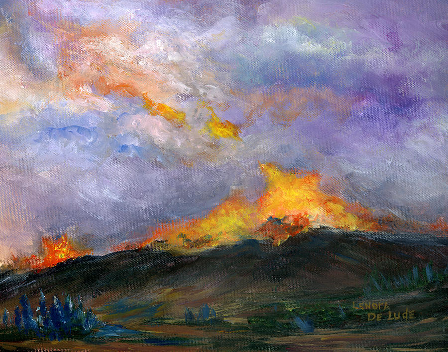 Colorado Wild Fire Painting by Lenora  De Lude