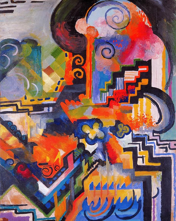 Colored composition Painting by Macke - Fine Art America