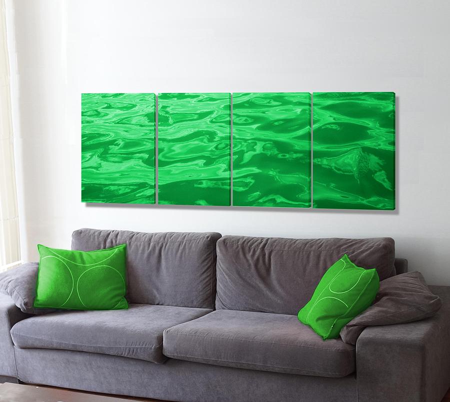 Colored Green Wave on Wall Photograph by Stephen Jorgensen