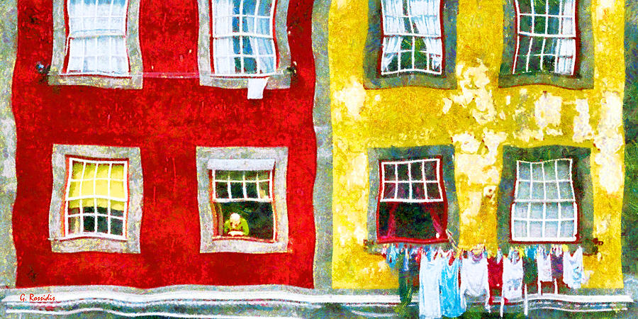 Colored houses Painting by George Rossidis