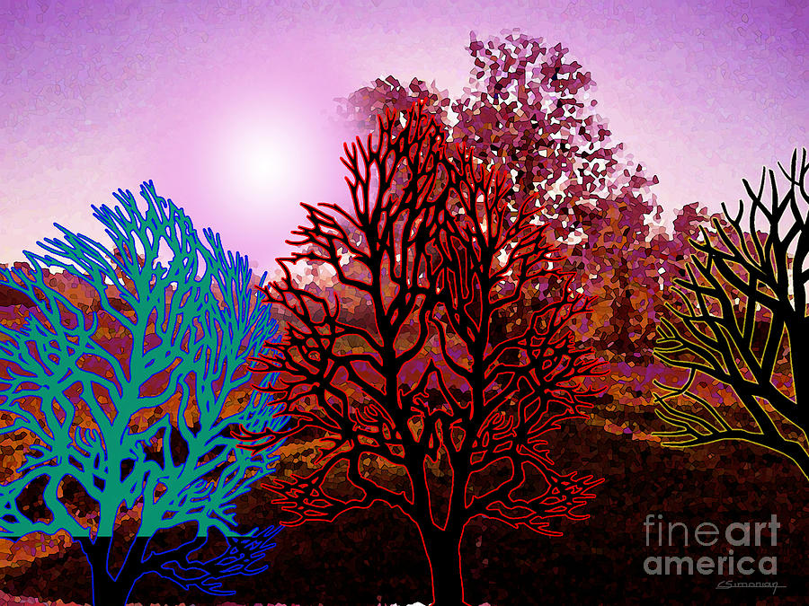 Tree Painting - Colored landscape 2 by Christian Simonian