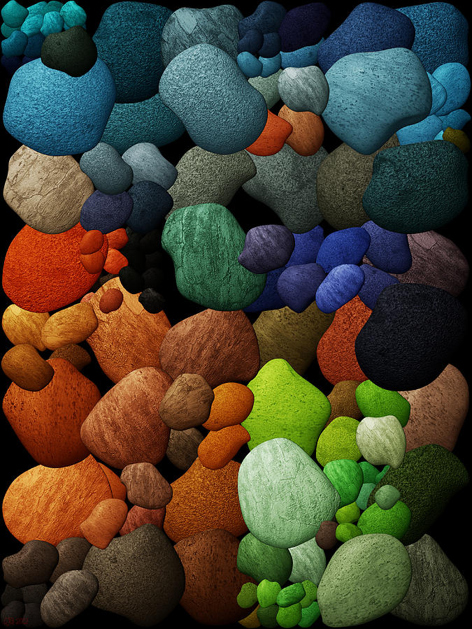 Pebbles Digital Art - Colored Rocks and Pebbles by CJ Grant