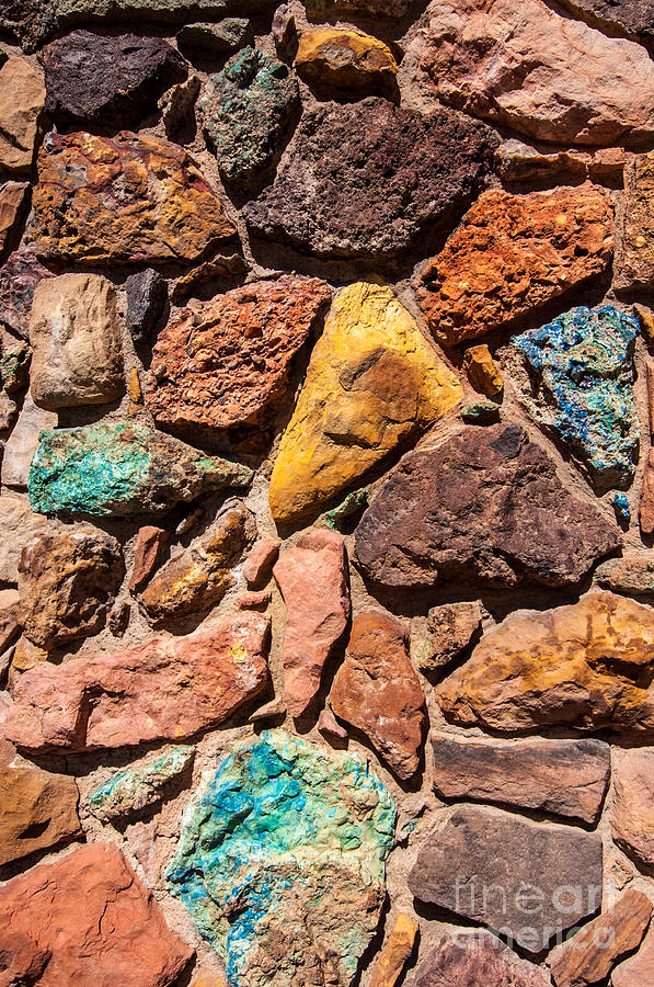 Architecture Photograph - Colored Stone Rock Church Wall - Cedar City - Utah by Gary Whitton