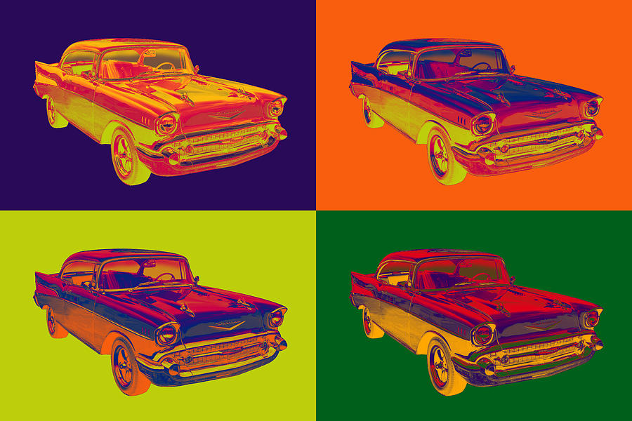 Colorful 1957 Chevy Bel Air Car Pop Art  Photograph by Keith Webber Jr