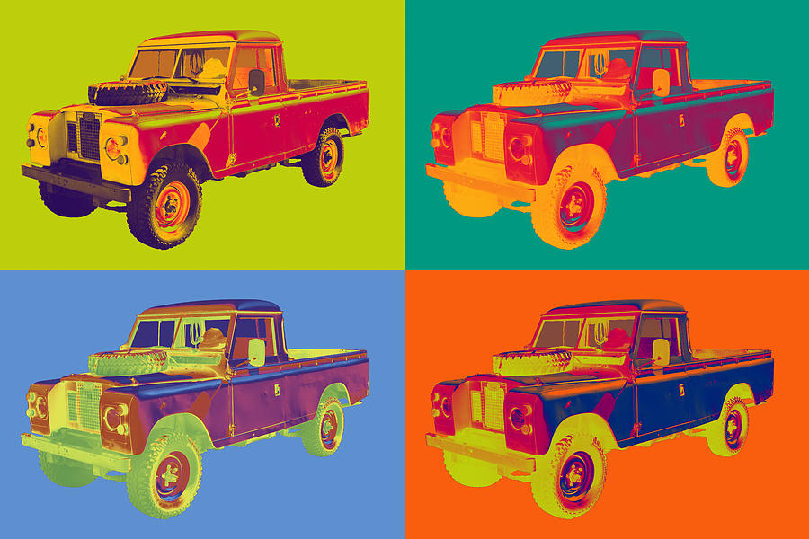 Colorful 1971 Land Rover Pick up Truck Pop Art Photograph by Keith Webber Jr