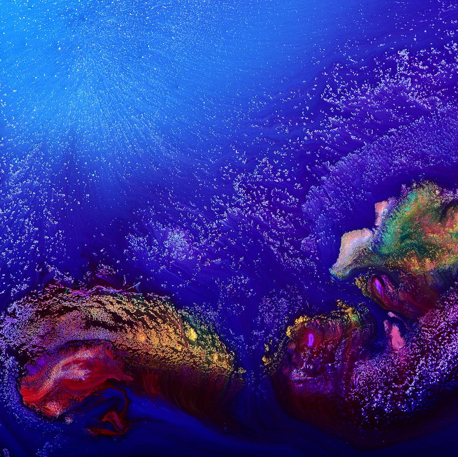 Colorful Abstract Art-Vivid Fluid Painting Life Below by Kredart Painting by Serg Wiaderny