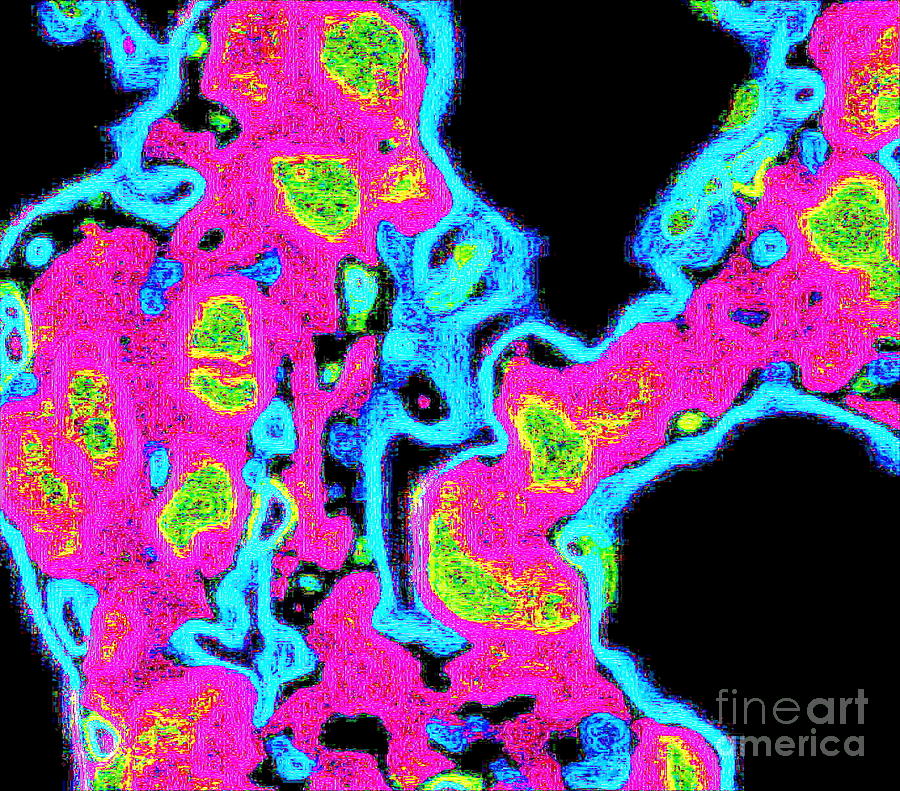 Abstract Colorful Digital Art - Abstract Pink Turquoise Yellow Art No.101 by Drinka Mercep