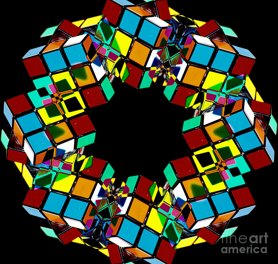 Colorful Abstract Rubiks Cube Wreath Digital Art by Beverly Claire Kaiya