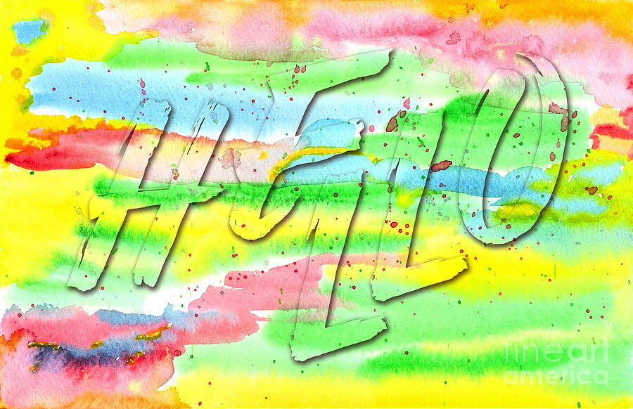 Colorful Abstract Watercolor Painting Hello Brushstrokes Letteri Painting by Beverly Claire Kaiya