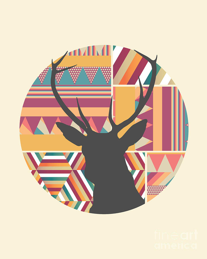 Deer Digital Art - Colorful and Bright Geometric Print by Luan Vickery