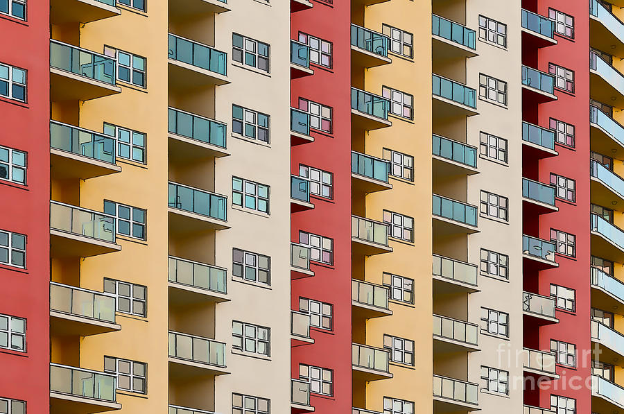 Colorful apartment building - painterly Photograph by Les Palenik