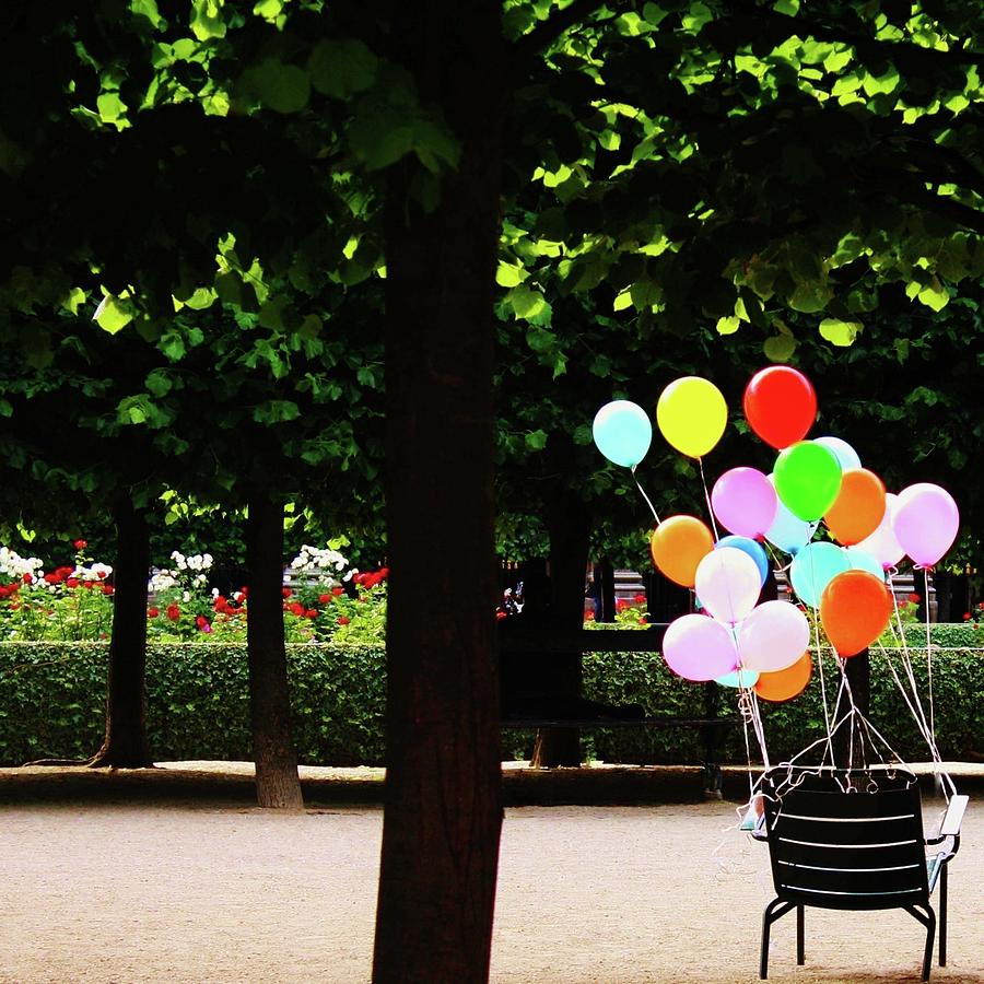 Colorful Balloons On Chair In Paris Photograph by Nadia Draoui