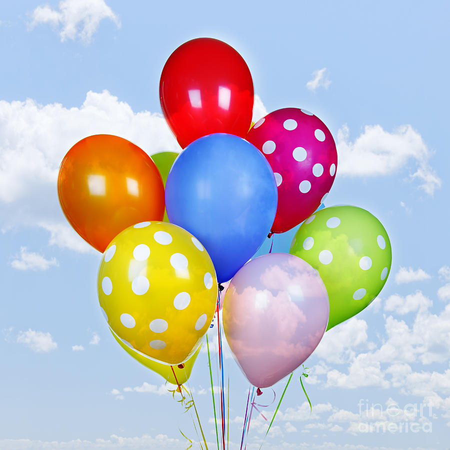 Toy Photograph - Colorful balloons with blue sky by Elena Elisseeva